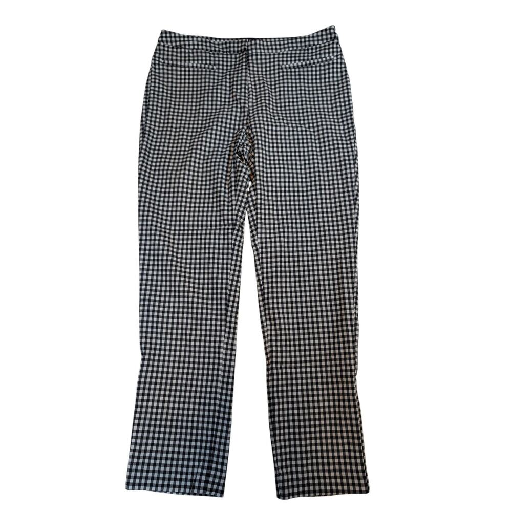 Ellen Tracy Stretch Legging Dress Pants White Black Checkered Sz 10 Slimming